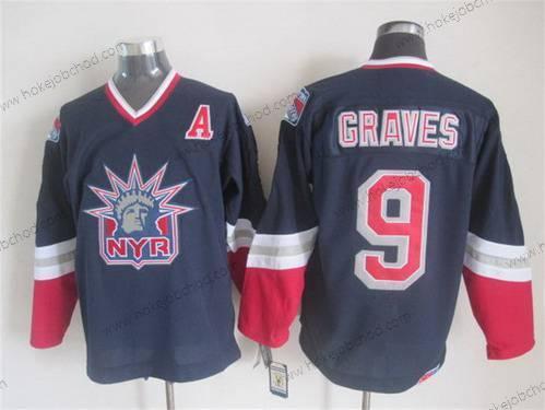 Muž New York Rangers #9 Adam Graves Námořnictvo Modrý CCM Vintage Dres