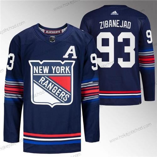 Muž New York Rangers #93 Mika Zibanejad Námořnictvo Sešitý Dres