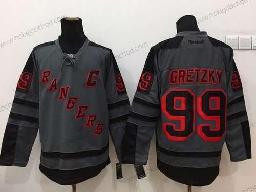 Muž New York Rangers #99 Wayne Gretzky Charcoal Šedá Dres