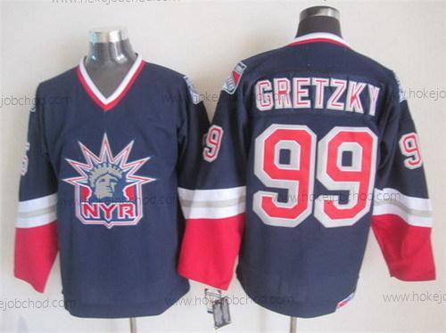 Muž New York Rangers #99 Wayne Gretzky Námořnictvo Modrý Retro CCM Dres