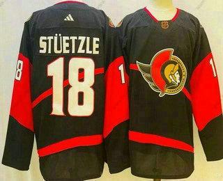 Muž Ottawa Senators #18 Tim Stutzle Černá 2022 Obrácený Retro Autentické Dres