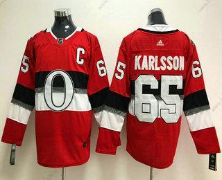 Muž Ottawa Senators #65 Erik Karlsson Červené With C Patch 2018 Zimní Klasický Sešitý NHL Hokejový Dres