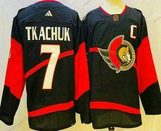 Muž Ottawa Senators #7 Brady Tkachuk Černá 2022 Obrácený Retro Autentické Dres