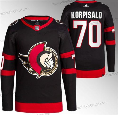 Muž Ottawa Senators #70 Joonas Korpisalo Černá Sešitý Dres