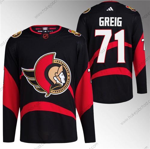 Muž Ottawa Senators #71 Ridly Greig Černá Obrácený Retro Sešitý Dres