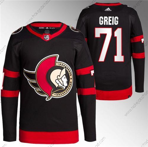 Muž Ottawa Senators #71 Ridly Greig Černá Premier Breakaway Sešitý Dres