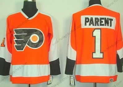 Muž Philadelphia Flyers #1 Bernie Parent Oranžová Retro CCM Dres