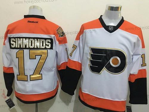 Muž Philadelphia Flyers #17 Wayne Simmonds Bílý 50Th Výročí Zlato Sešitý NHL Reebok Hokejový Dres