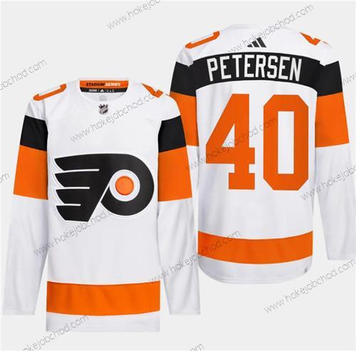 Muž Philadelphia Flyers #40 Cal Petersen Bílý 2024 Stadium Series Sešitý Dres