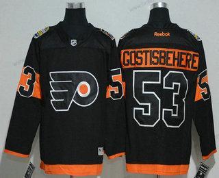 Muž Philadelphia Flyers #53 Shayne Gostisbehere Černá 2017 Stadium Series Sešitý NHL Reebok Hokejový Dres