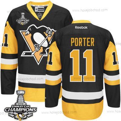 Muž Pittsburgh Penguins #11 Kevin Porter Černá Alternativní Dres 2017 Stanley Cup Champions Patch