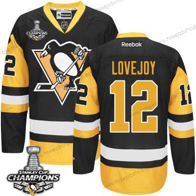 Muž Pittsburgh Penguins #12 Ben Lovejoy Černá Alternativní Dres 2017 Stanley Cup Champions Patch