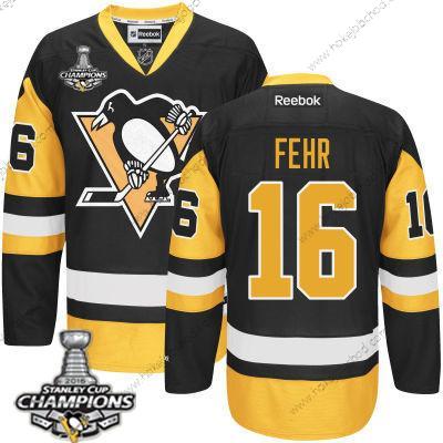 Muž Pittsburgh Penguins #16 Eric Fehr Černá Alternativní Dres 2017 Stanley Cup Champions Patch