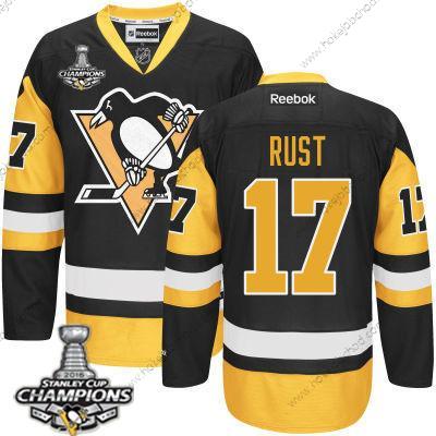 Muž Pittsburgh Penguins #17 Bryan Rust Černá Alternativní Dres 2017 Stanley Cup Champions Patch