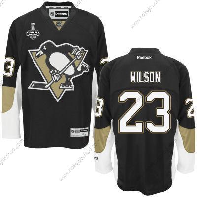 Muž Pittsburgh Penguins #23 Scott Wilson Černá Tým Color 2017 Stanley Cup NHL Finals Patch Dres