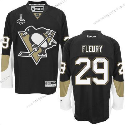 Muž Pittsburgh Penguins #29 Marc-Andre Fleury Černá Tým Color 2017 Stanley Cup NHL Finals Patch Dres