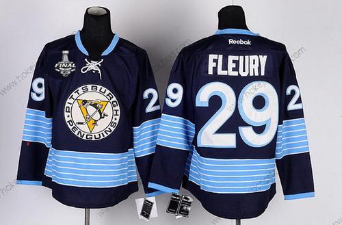 Muž Pittsburgh Penguins #29 Marc-Andre Fleury Námořnictvo Modrý Alternativní 2017 Stanley Cup NHL Finals Patch Dres