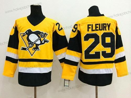 Muž Pittsburgh Penguins #29 Marc-Andre Fleury Žlutá Retro CCM Dres