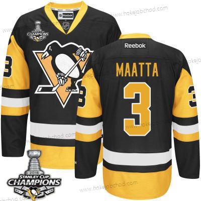 Muž Pittsburgh Penguins #3 Olli Maatta Černá Alternativní Dres 2017 Stanley Cup Champions Patch