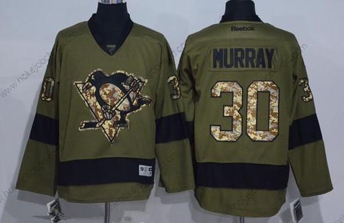 Muž Pittsburgh Penguins #30 Matt Murray Zelená Salute to Service Sešitý NHL Reebok Hokejový Dres