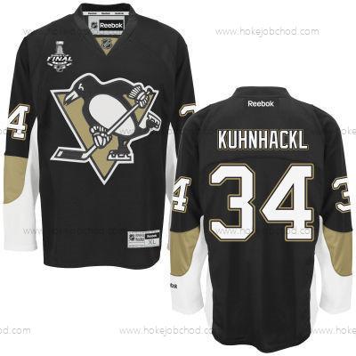 Muž Pittsburgh Penguins #34 Tom Kuhnhackl Černá Tým Color 2017 Stanley Cup NHL Finals Patch Dres