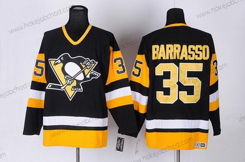 Muž Pittsburgh Penguins #35 Tom Barrasso Černá Retro CCM Dres