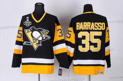 Muž Pittsburgh Penguins #35 Tom Barrasso Retired Černá Retro CCM 2017 Stanley Cup NHL Finals C Patch Dres