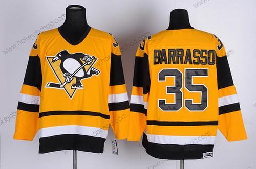 Muž Pittsburgh Penguins #35 Tom Barrasso Žlutá Retro CCM Dres