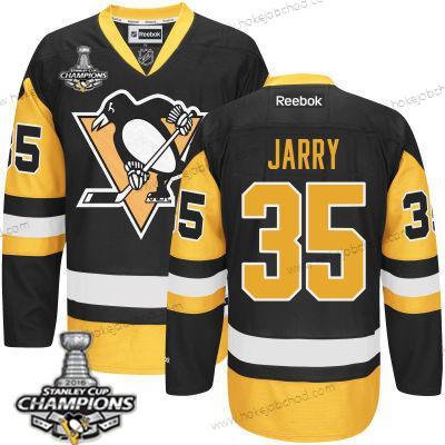 Muž Pittsburgh Penguins #35 Tristan Jarry Černá Alternativní Dres 2017 Stanley Cup Champions Patch