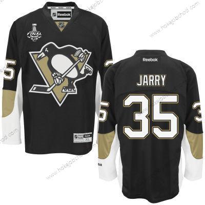 Muž Pittsburgh Penguins #35 Tristan Jarry Černá Tým Color 2017 Stanley Cup NHL Finals Patch Dres