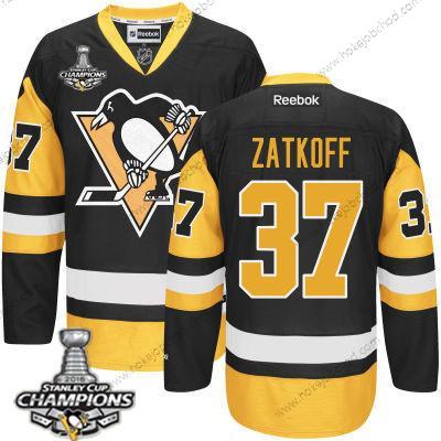 Muž Pittsburgh Penguins #37 Jeff Zatkoff Černá Alternativní Dres 2017 Stanley Cup Champions Patch