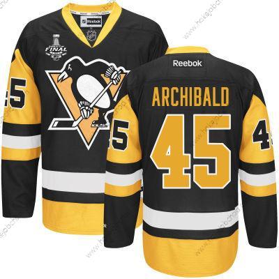 Muž Pittsburgh Penguins #45 Josh Archibald Černá Alternativní 2017 Stanley Cup NHL Finals Patch Dres