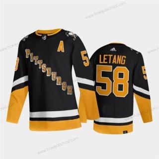 Muž Pittsburgh Penguins #58 Kris Letang Černá 2021-2022 Sešitý Dres