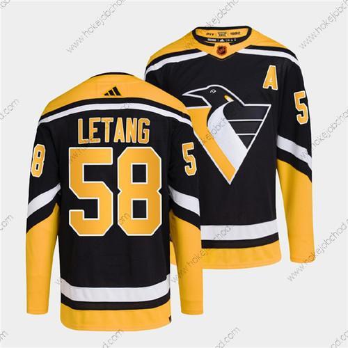 Muž Pittsburgh Penguins #58 Kris Letang Černá 2022 Obrácený Retro Sešitý Dres