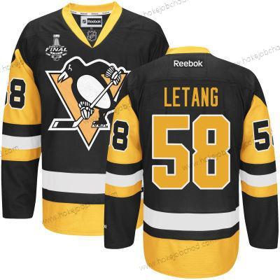 Muž Pittsburgh Penguins #58 Kris Letang Černá Alternativní 2017 Stanley Cup NHL Finals Patch Dres