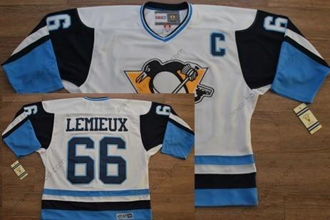 Muž Pittsburgh Penguins #66 Mario Lemieux 1972 Bílý With Modrý Retro CCM Dres