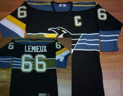 Muž Pittsburgh Penguins #66 Mario Lemieux Černá With Modrý Retro CCM Dres