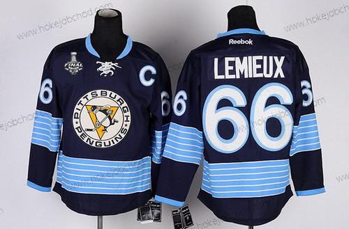 Muž Pittsburgh Penguins #66 Mario Lemieux Retired Námořnictvo Modrý Alternativní 2017 Stanley Cup NHL Finals C Patch Dres