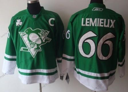 Muž Pittsburgh Penguins #66 Mario Lemieux St. Patrick’S Day Zelená Dres