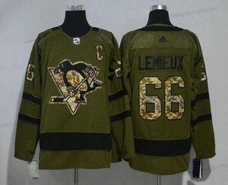 Muž Pittsburgh Penguins #66 Mario Lemieux Zelená Salute to Service 2017-2018 Hokejový Sešitý NHL Dres