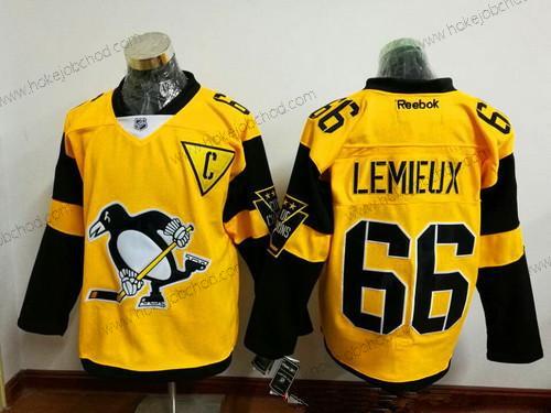 Muž Pittsburgh Penguins #66 Mario Lemieux Žlutá 2017 Stadium Series Sešitý NHL Reebok Hokejový Dres