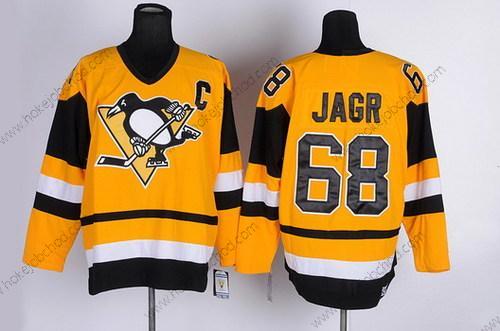 Muž Pittsburgh Penguins #68 Jaromir Jagr Žlutá Retro CCM Dres