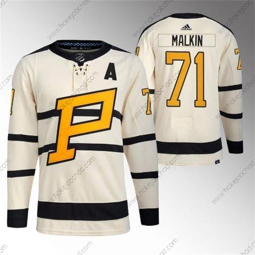 Muž Pittsburgh Penguins #71 Evgeni Malkin Krémová 2023 Zimní Klasický Sešitý Dres