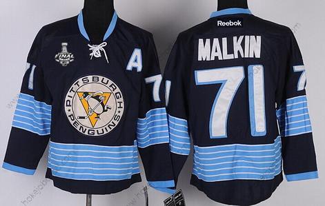 Muž Pittsburgh Penguins #71 Evgeni Malkin Námořnictvo Modrý Alternativní 2017 Stanley Cup NHL Finals A Patch Dres