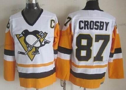 Muž Pittsburgh Penguins #87 Sidney Crosby 1972 Bílý With Žlutá Retro CCM Dres