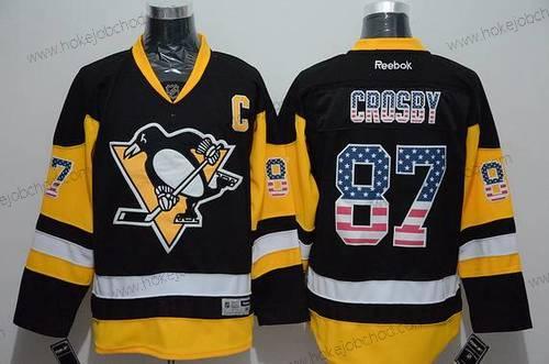 Muž Pittsburgh Penguins #87 Sidney Crosby Reebok Černá Alternativní NHL USA Flag Dres