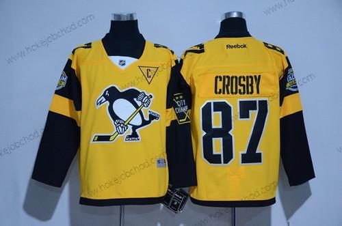 Muž Pittsburgh Penguins #87 Sidney Crosby Žlutá 2017 Stadium Series Sešitý NHL Reebok Hokejový Dres