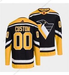 Muž Pittsburgh Penguins Přizpůsobené Černá 2022 Obrácený Retro Sešitý Dres