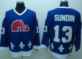 Muž Quebec Nordiques #13 Mats Sundin Námořnictvo Modrý Retro CCM Dres