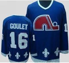 Muž Quebec Nordiques #16 Michel Goulet Námořnictvo Modrý Retro CCM Dres